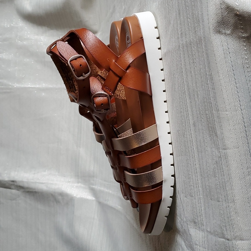 Brown and Gold Gladiator Sandals - Picture 4 of 8